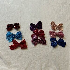 Lot of 9 Sequin Bows Multicolor Girls Hair Accessories